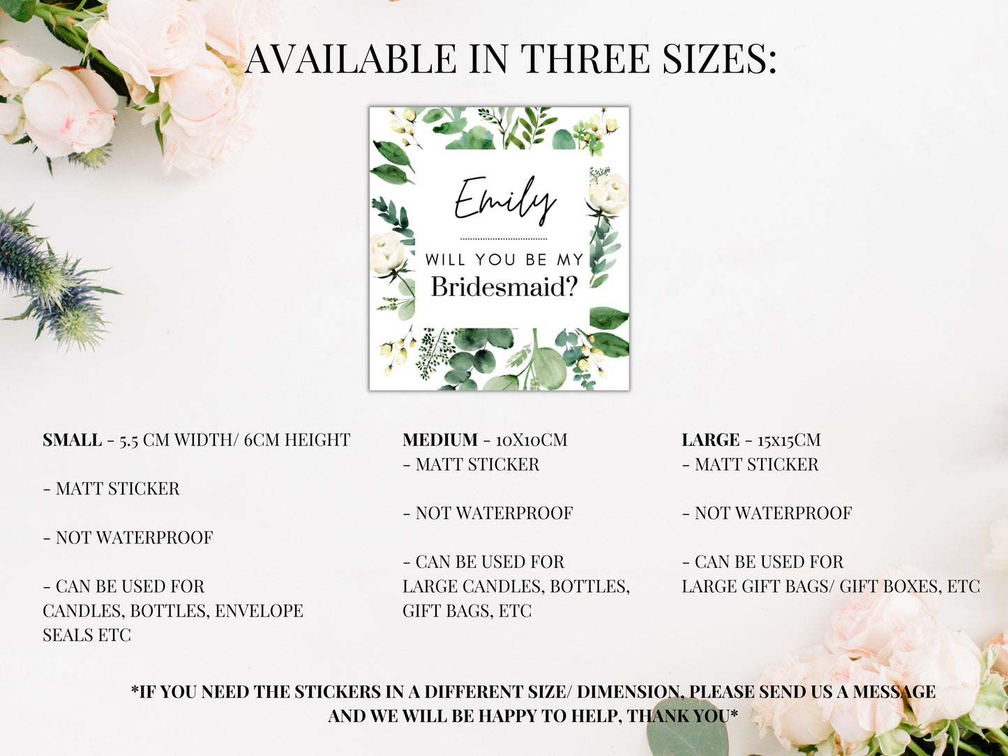 Personalised Greenery Will You Be My Bridesmaid Candle Label/ Botanical Proposal Box Filler/ Bachelorette/ Maid of Honour Label/ A05/ A39