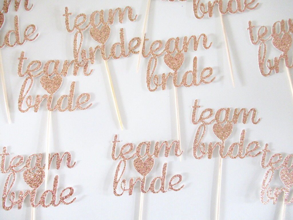 Pink Glitter Team Bride Cupcake Toppers/ Bridal Shower Toppers/ Hen Party Cupcake Toppers Decor/ Bachelorette Cupcake Toppers/ A11/ A25