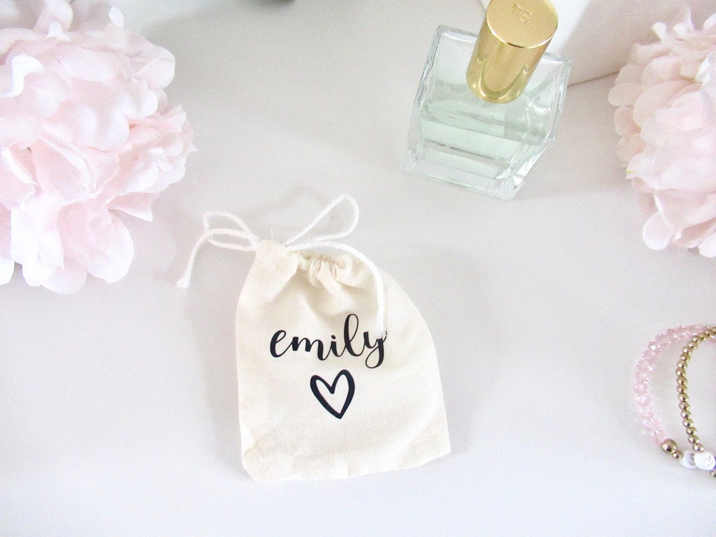 Personalised Hen Party Gift Bags/ Cotton Bachelorette Party Bags/ Favour/ Goody Sweets Bags/ Bridal Shower Jewellery Keepsakes Box Filler