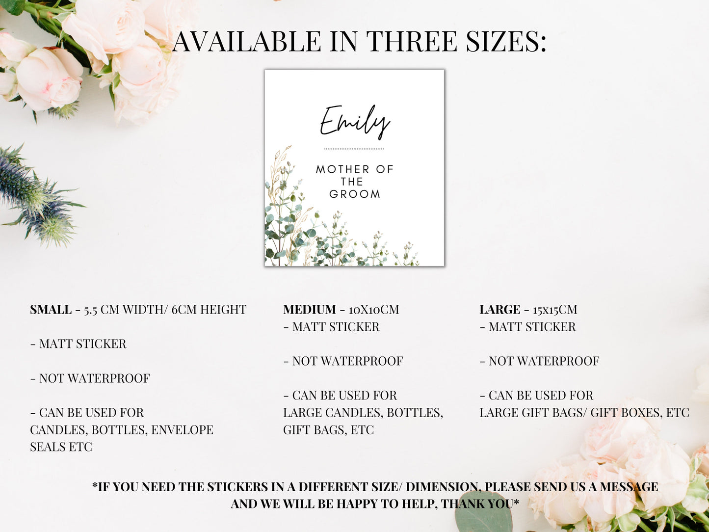 Personalised Wedding Party Stickers/ Greenery Bridesmaid Labels/ Botanical Proposal/ Hen Do/ Eucalyptus Maid of Honour Candle Label/ A05/A41