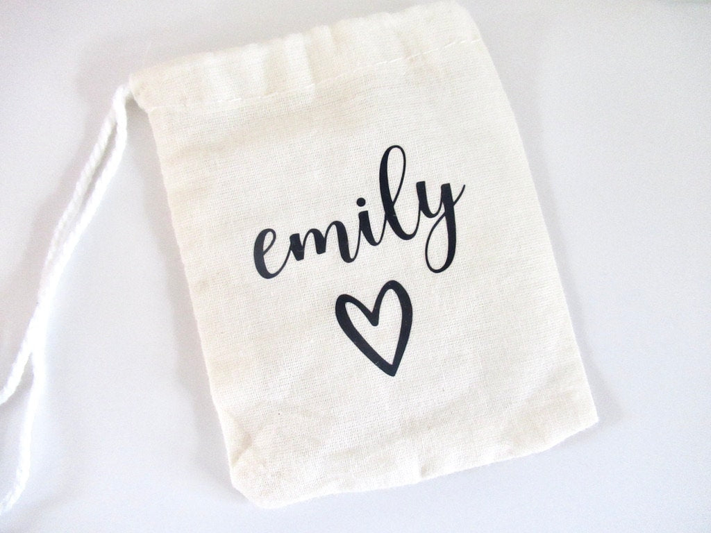 Personalised 100% Cotton Muslin Drawstring Bags/ Favour/ Goody Sweets Bags/ Presentation Bags/ Multipurpose Storage/ Jewellery Keepsakes/A48