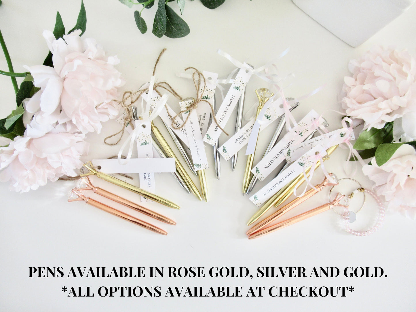 Personalised Chief Bridesmaid Pen/ Chief Bridesmaid Gift/ Wedmin Stationary/ Wedding Admin Rose Gold Diamond Pen/ Rose Gold Crystal Pen/ A49