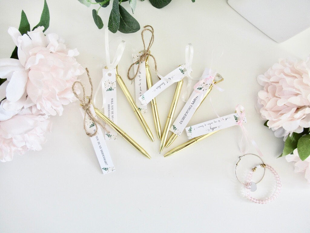 Personalised Hen Party Pen/ Bridal Shower Gift/ Hen Party Goody Bag Filler/ Bridal Shower Gold Diamond Pen/ Gold Crystal Pen/ A49