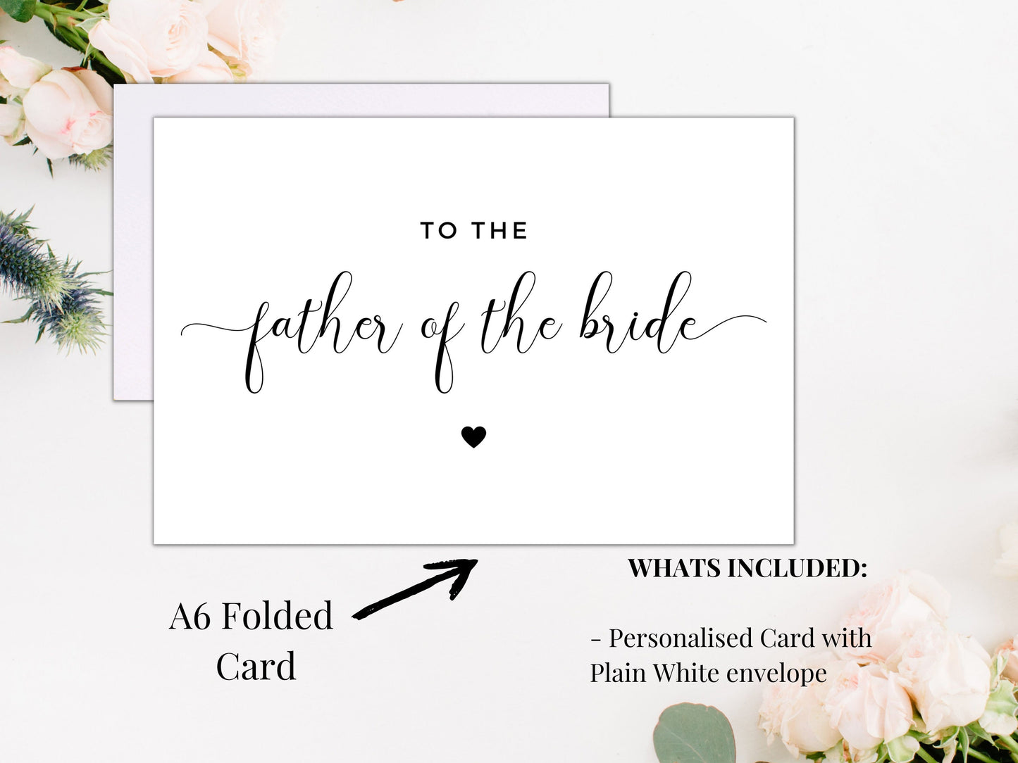 To the Father of the Bride Card/ Thank You Card for Father of the Bride/ Appreciation Gift/ Post Wedding Father of the Bride Card/ A40/ A51