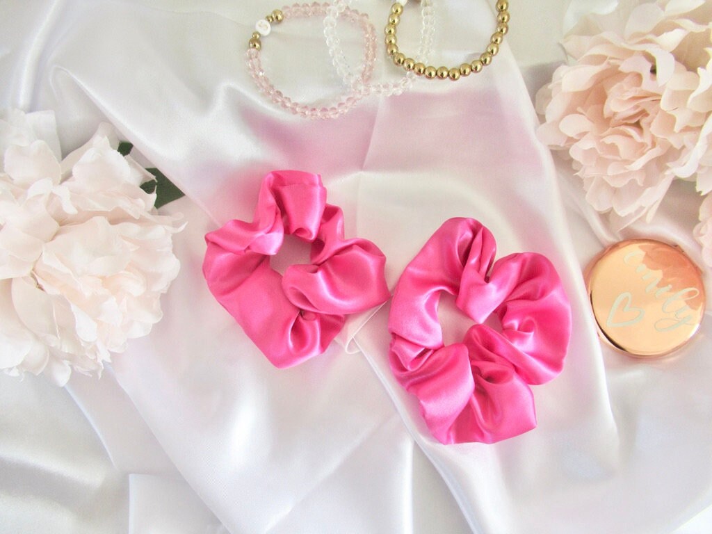 Rose Gold Satin Scrunchie/ Large Scrunchie/ Rose Gold Women’s Elastic Hair Tie/ Soft Hair Scrunchie/ Gentle On Hair Sleep Scrunchie/ A02