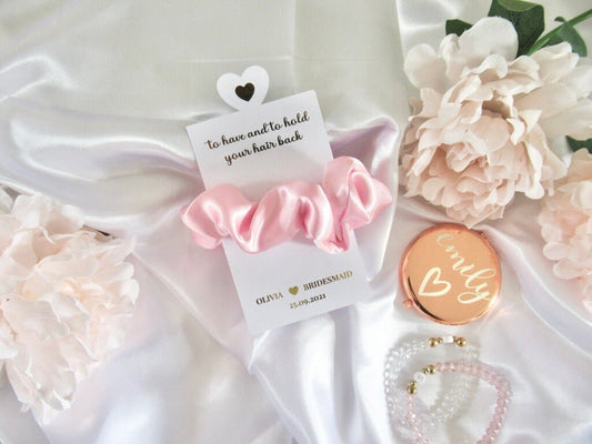 To Have and Hold Your Hair Back/ Bridal Party Hair Accessory Gifts/ Bride Squad Scrunchie/ Hen Party Favours/ Large Satin Scrunchie/ A02