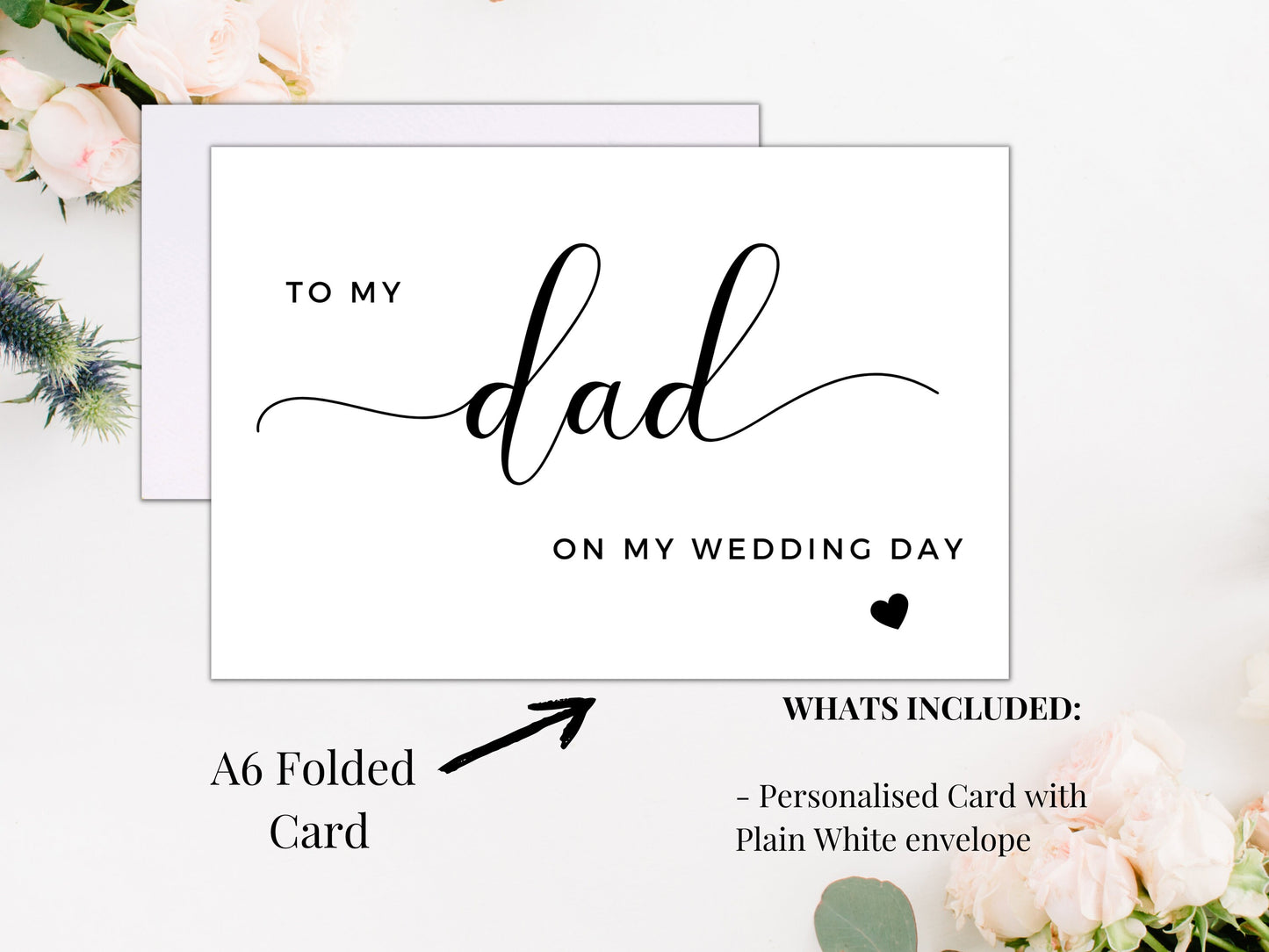 To My Dad on My Wedding Day/ To My Father on My Wedding Day Card/ To My Dad Card/ Appreciation Card for Parents on Wedding Day/ A40/ A51