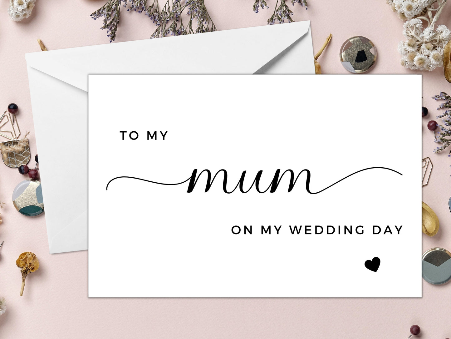 To My Mum on My Wedding Day/ To My Mother on My Wedding Day Card/ To My Mum Card/ Appreciation Card for Parents on Wedding Day/ A40/ A51