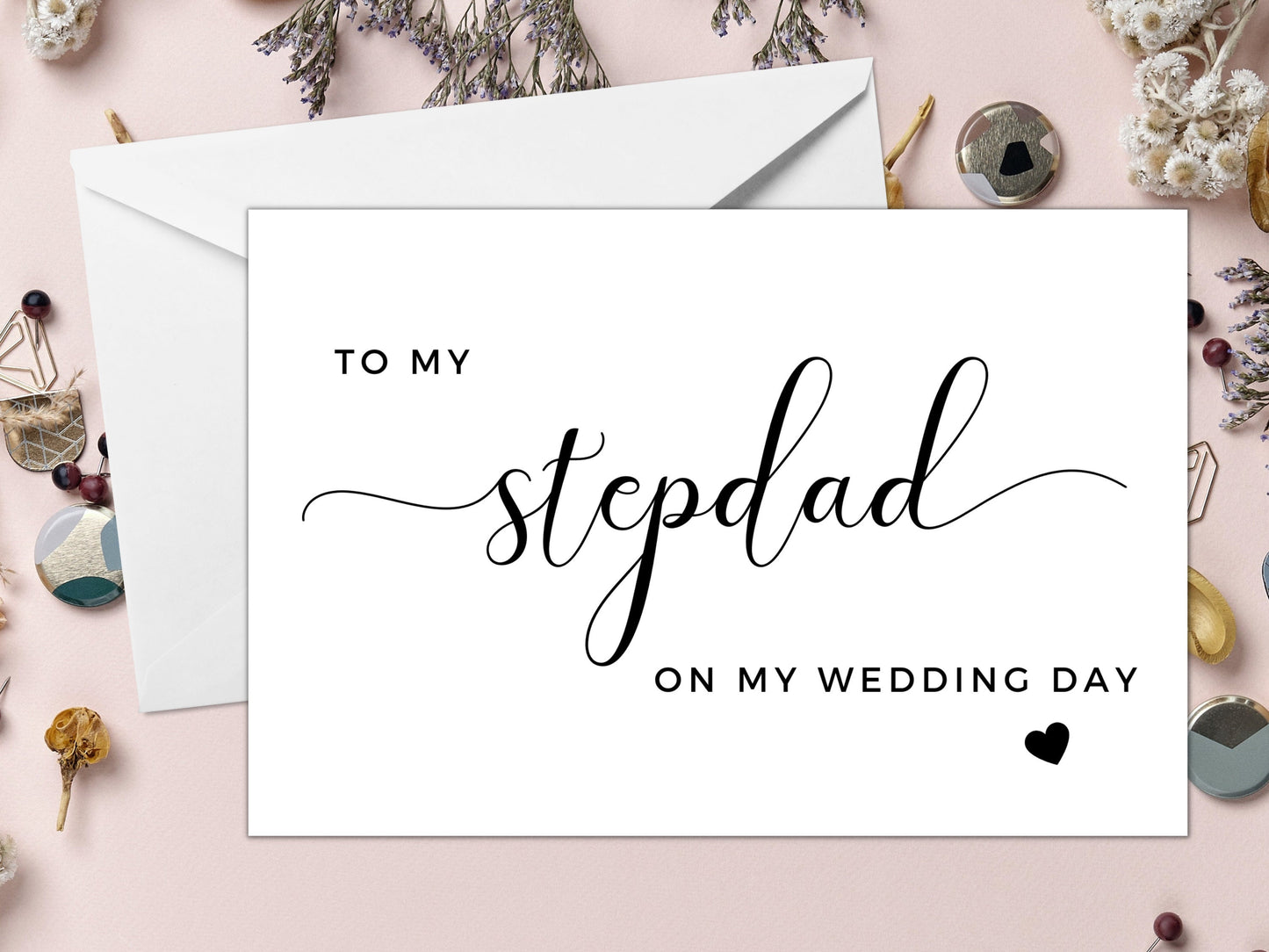 To My Stepdad on My Wedding Day/ Present for Step Father/ Gift for Step Parents/ To My Special Stepdad Appreciation Card/ A40/ A51