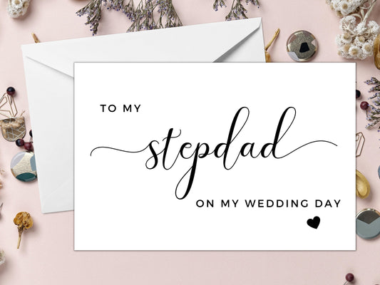 To My Stepdad on My Wedding Day/ Present for Step Father/ Gift for Step Parents/ To My Special Stepdad Appreciation Card/ A40/ A51