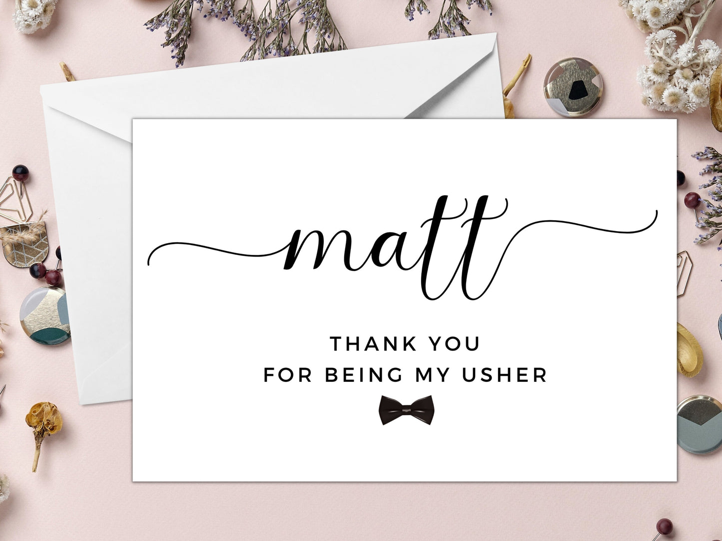 Usher Thank You Card/ Personalised Thank You For Being My Usher Card/ Gift for PageBoy Appreciation Card/ Card for Groomsman/ A40/ A51