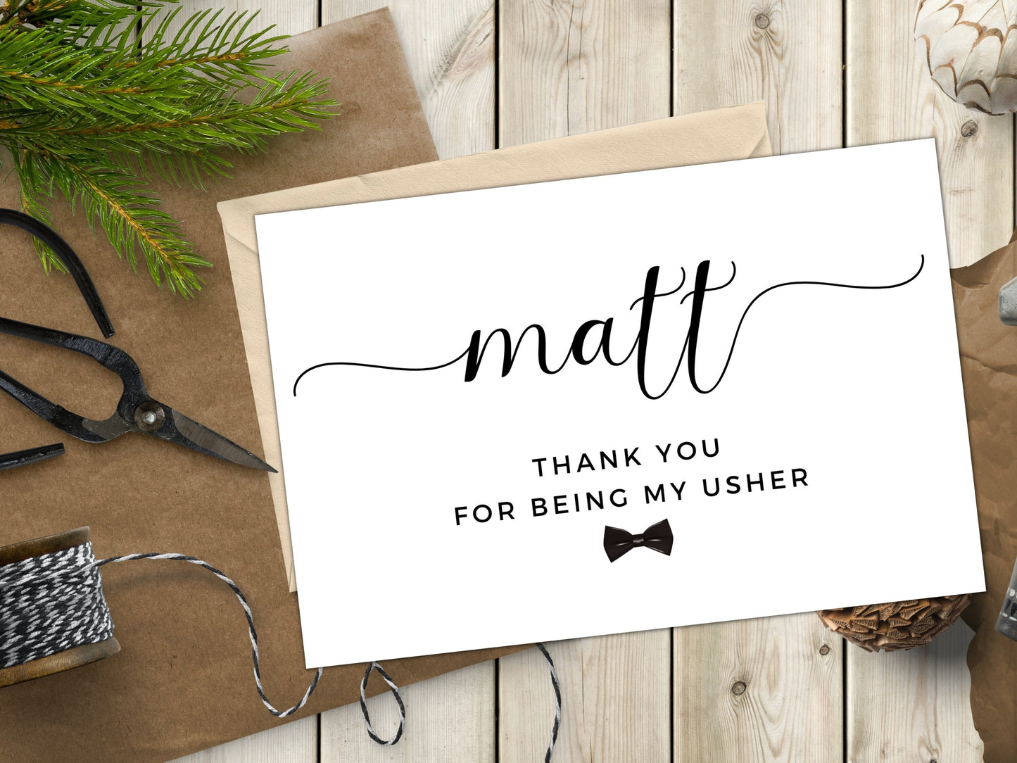 Usher Thank You Card/ Personalised Thank You For Being My Usher Card/ Gift for PageBoy Appreciation Card/ Card for Groomsman/ A40/ A51