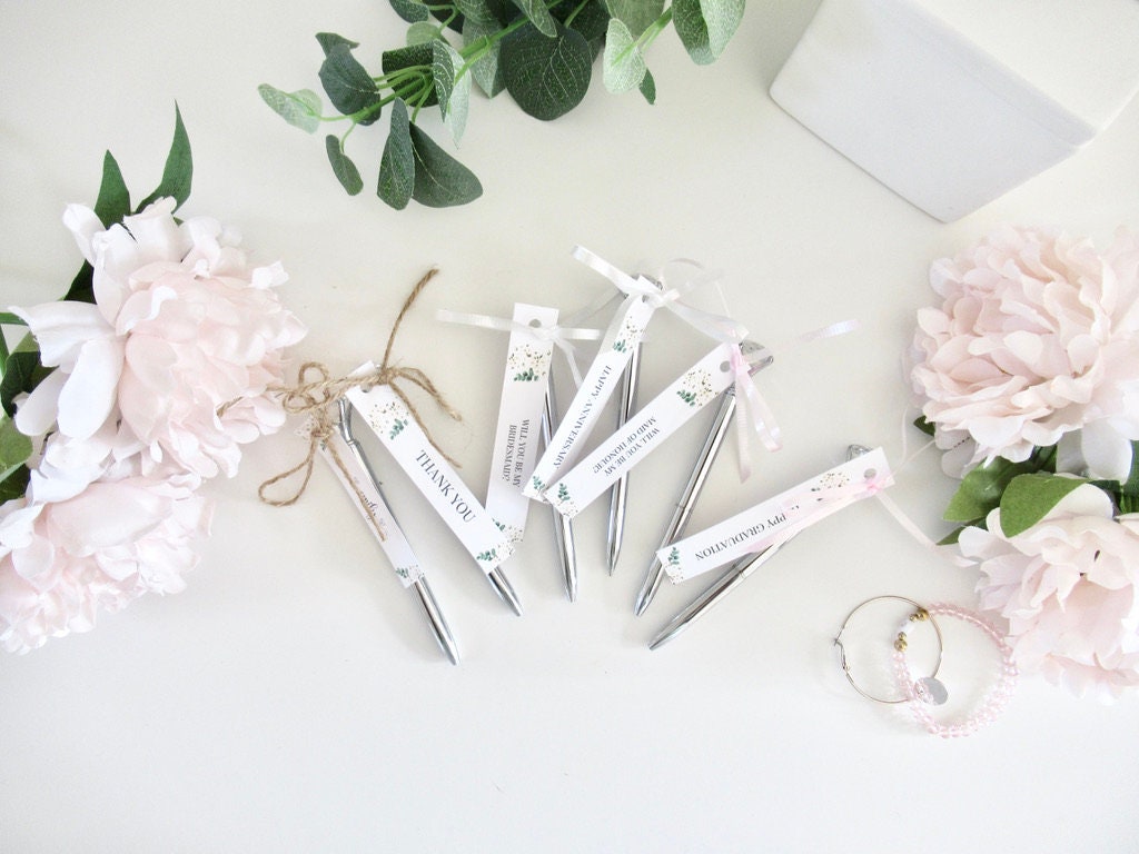 Personalised Bridal Shower Pen/ Hen Party Gift Goody Bag Filler/ Bridal Shower Silver Diamond Pen/ Bridesmaid Silver Crystal Pen/ A49