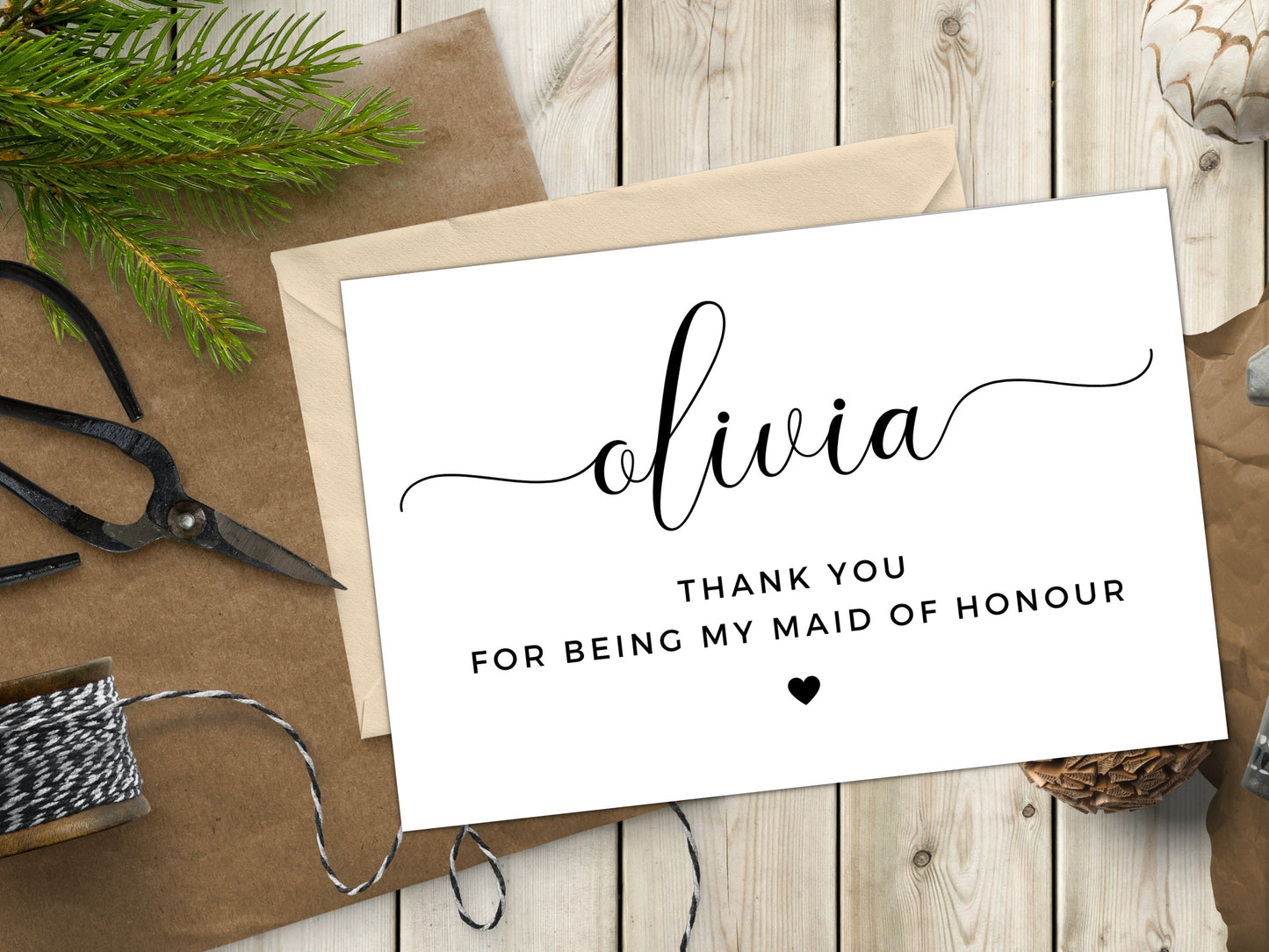 Personalised Maid of Honour Thank You For Being My Card/ Maid of Honour Appreciation Gift/ Post Wedding Card for Maid of Honour/ A40/ A51