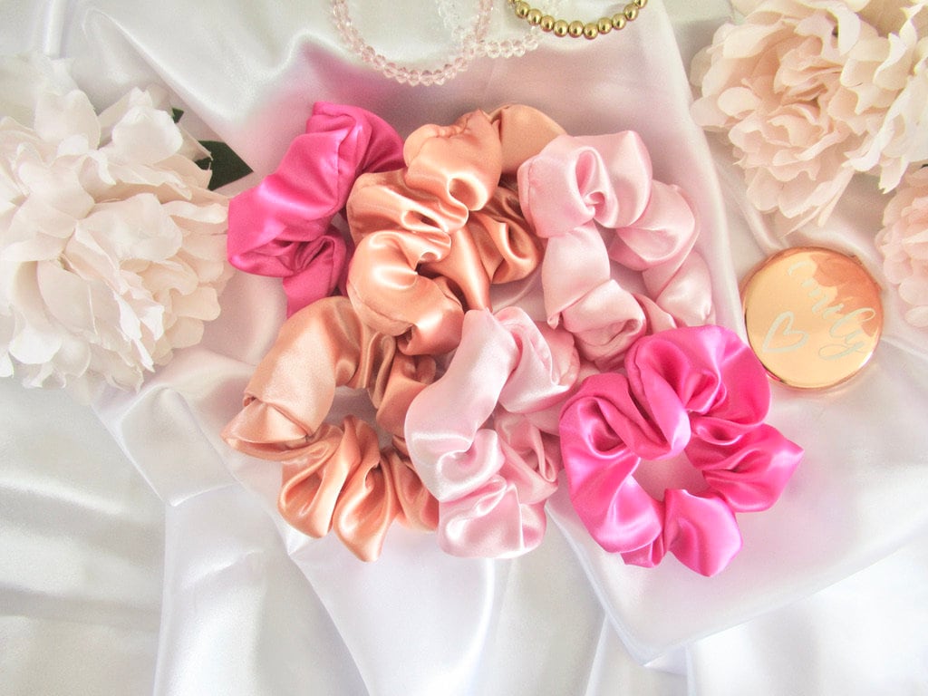 Rose Gold Satin Scrunchie/ Large Scrunchie/ Rose Gold Women’s Elastic Hair Tie/ Soft Hair Scrunchie/ Gentle On Hair Sleep Scrunchie/ A02