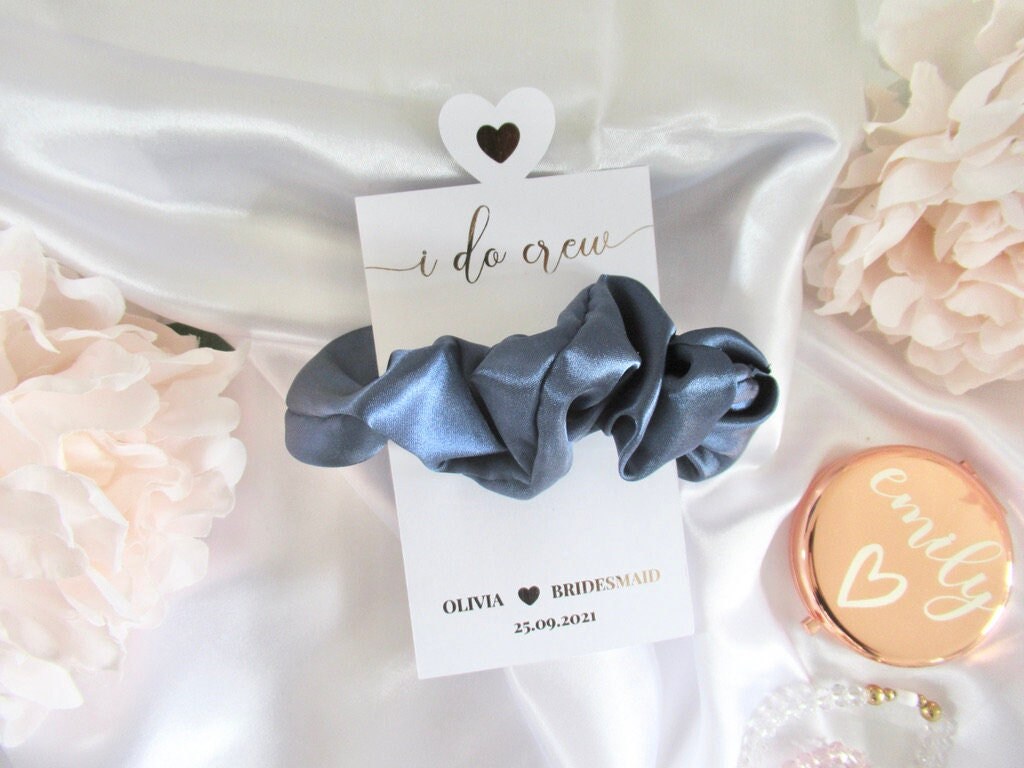 I Do Crew Bridal Party Gifts/ Bride Squad Scrunchie Present/ Hen Party Favours/ Bridal Shower/ Large Satin Scrunchie/ Elastic Hair Tie/ A02