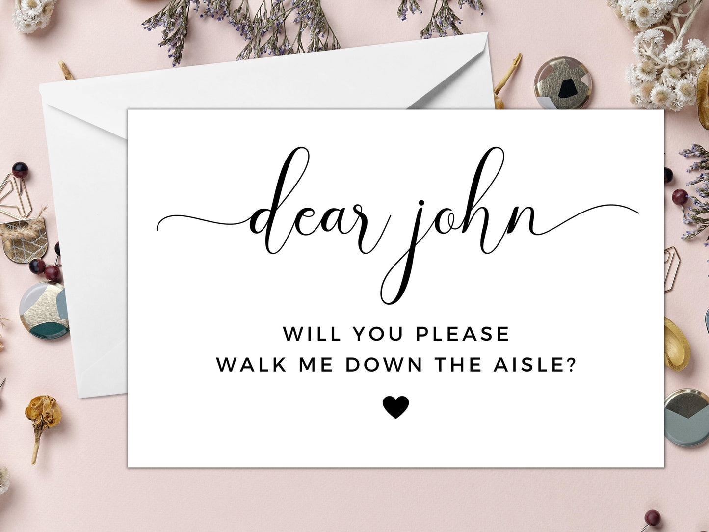 Personalised Walk Me Down the Aisle/ Custom Please Walk Me Down the Aisle Card/ Please Stand By My Side Card/ On My Wedding Day/ A40/ A51