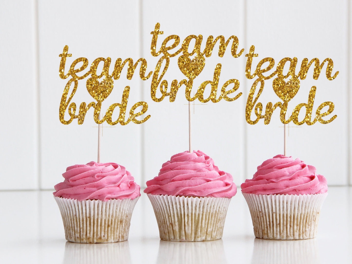 Pink Glitter Team Bride Cupcake Toppers/ Bridal Shower Toppers/ Hen Party Cupcake Toppers Decor/ Bachelorette Cupcake Toppers/ A11/ A25