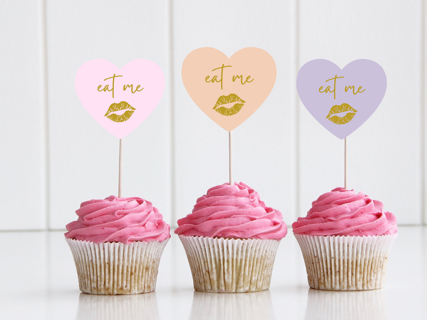 Custom Eat Me Cupcake Toppers/ Love Pastel New Celebration Cake Topper/ Heart Shaped Love Party Topper/ Custom Love Cupcake Topper/ A11/ A24