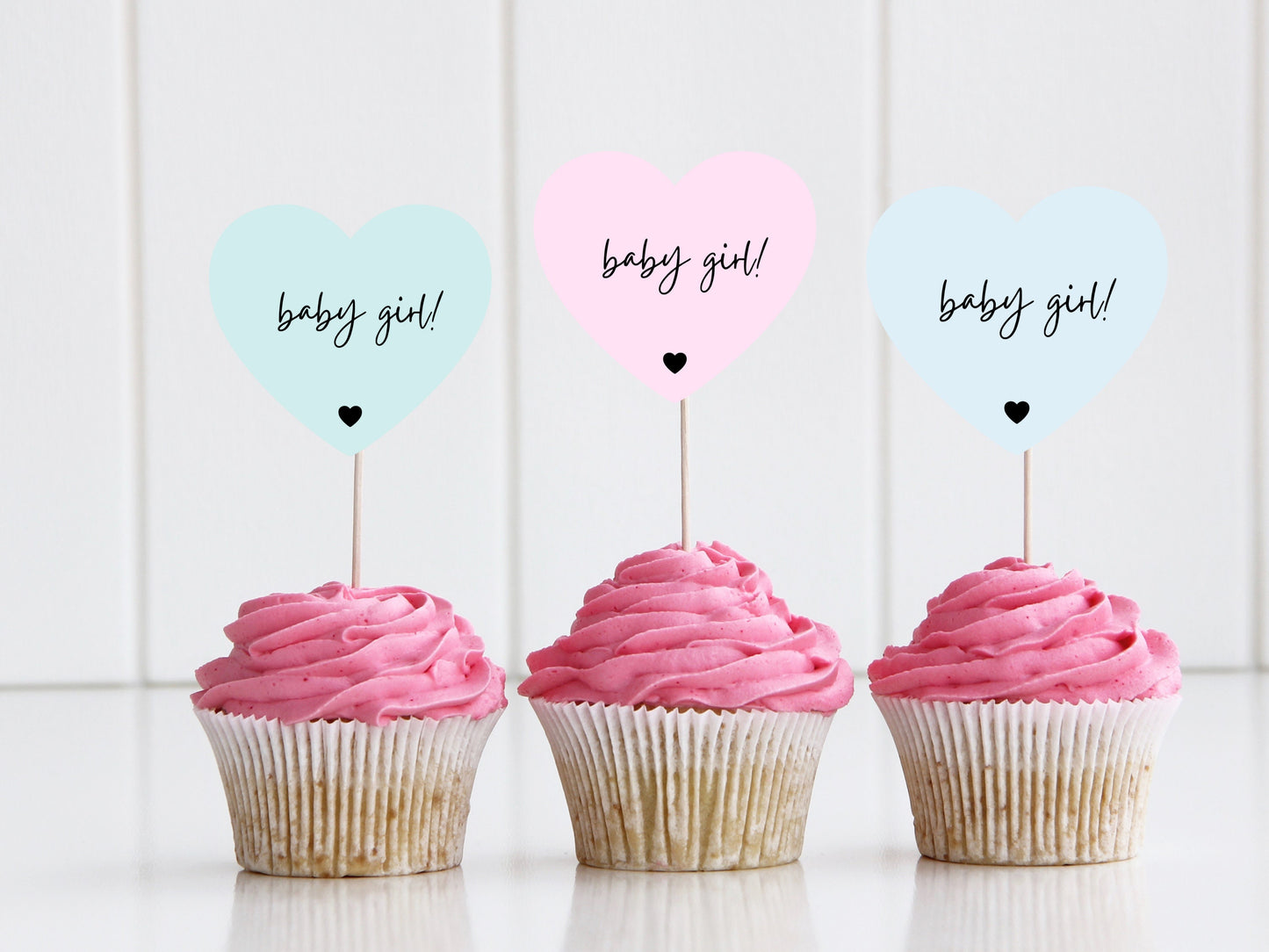 Custom Baby Girl Shower Cupcake Toppers/ Pastel Heart Shaped Baby Girl Theme/ Baby Girl Mum to Be Topper Party/ Baby Girl Shower/ A11/ A28