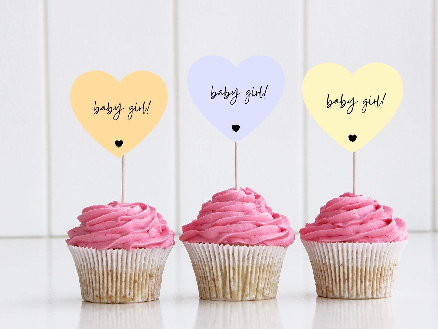 Custom Baby Girl Shower Cupcake Toppers/ Pastel Heart Shaped Baby Girl Theme/ Baby Girl Mum to Be Topper Party/ Baby Girl Shower/ A11/ A28