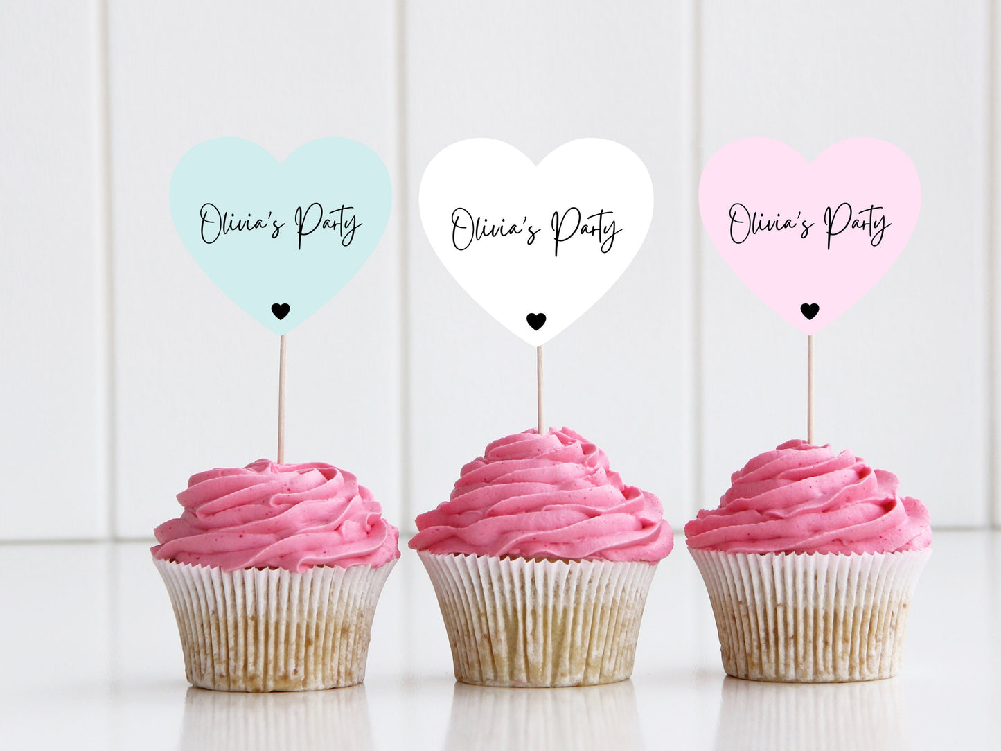 Personalised Party Cupcake Toppers/ Custom Pastel New Celebration Cake Topper/ Heart Monogram Party Topper/ Custom Cupcake Topper/ A11/ A24