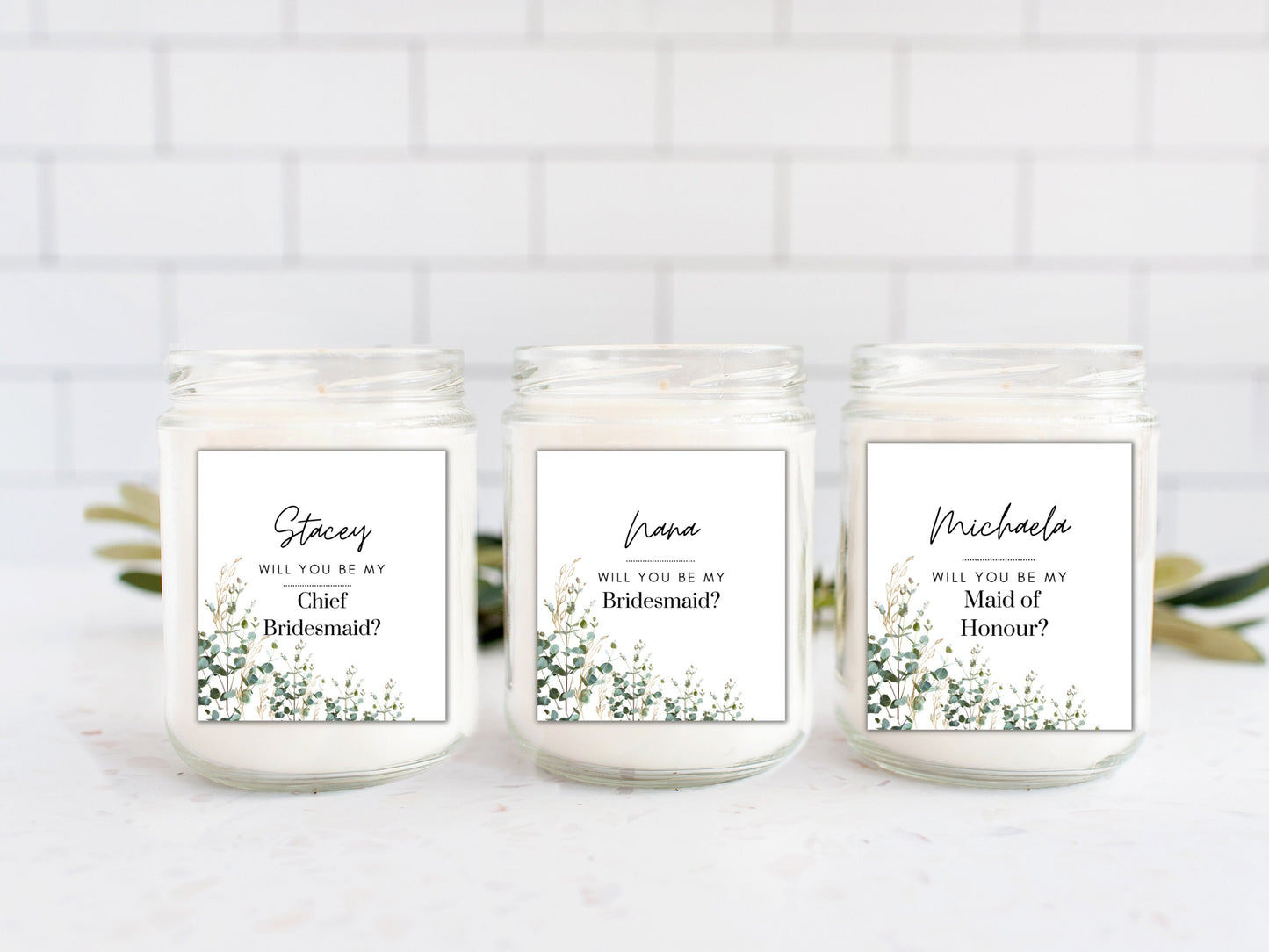 Personalised Person of Honour Sticker/ Greenery Will You Be My Person of Honour Candle Label/ Botanical Proposal Box Filler Label/ A05/ A41