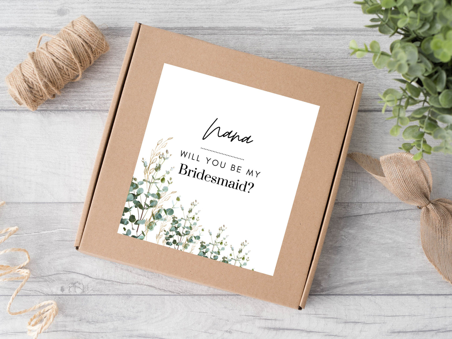 Personalised Maid of Honor Candle Label/ Greenery Gift Box Sticker/ Bag for Presents Label/ Botanical Proposal Box/ Bachelorette