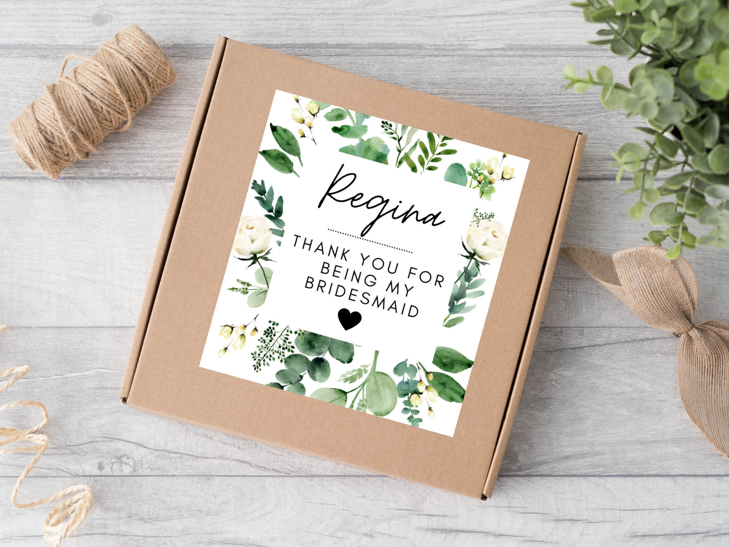 Personalised Greenery Thanks for Being My Bridesmaid Candle Label/ Botanical Gift For Bridesmaid Sticker/ Rose Bachelorette Label/ A05/ A39