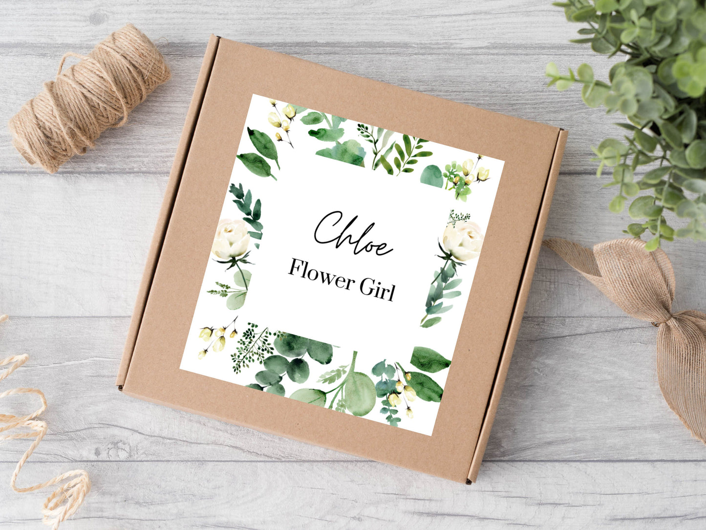 Personalised Bridesmaid Sticker/ Botanical Bridal Shower/ Eucalyptus Label/ Greenery Hen Do Sticker/ Boho Rustic Gold Leaves Label/ A40