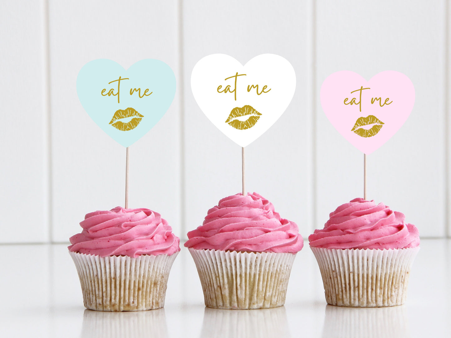 Custom Eat Me Cupcake Toppers/ Love Pastel New Celebration Cake Topper/ Heart Shaped Love Party Topper/ Custom Love Cupcake Topper/ A11/ A24