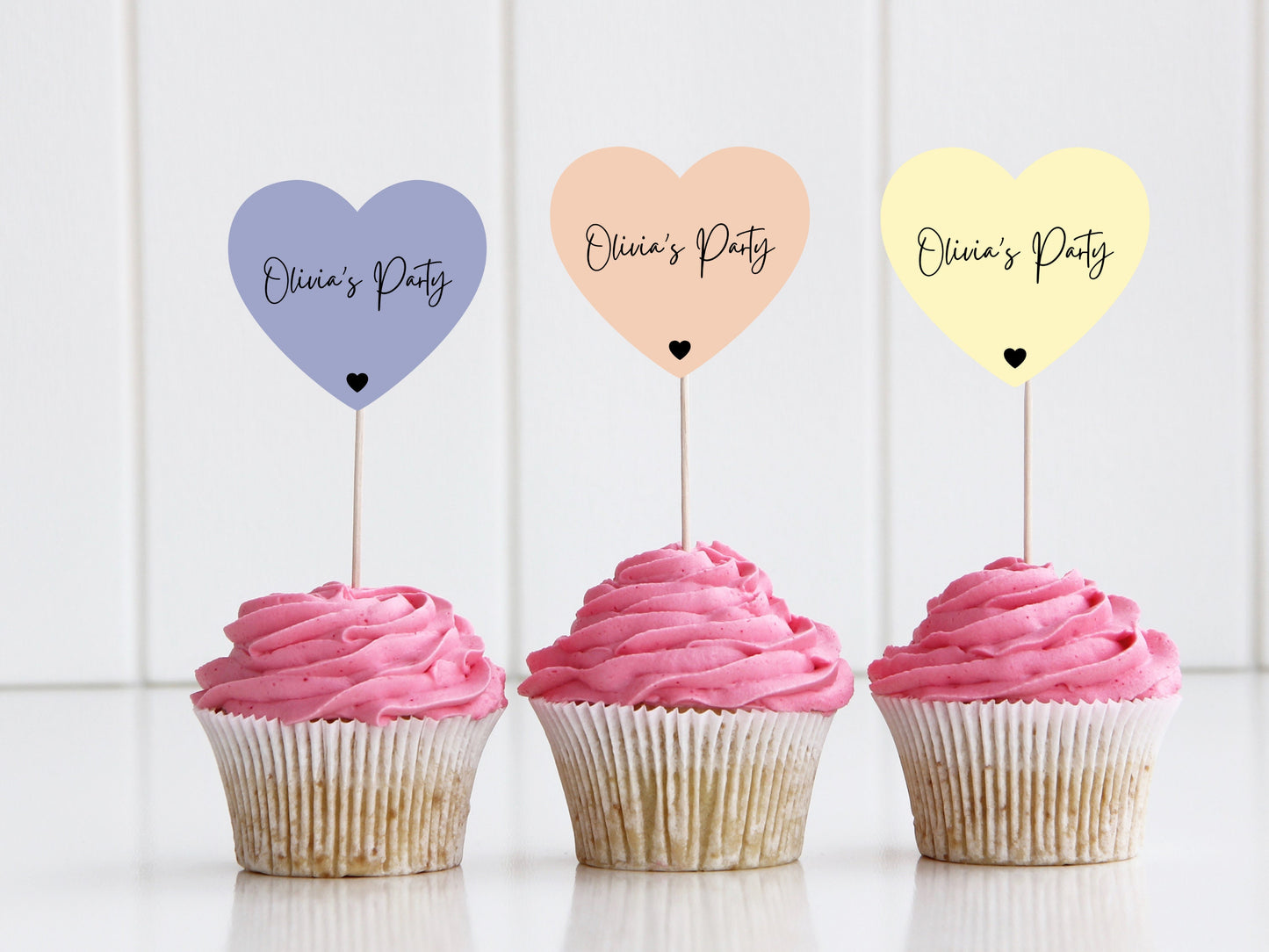 Personalised Party Cupcake Toppers/ Custom Pastel New Celebration Cake Topper/ Heart Monogram Party Topper/ Custom Cupcake Topper/ A11/ A24