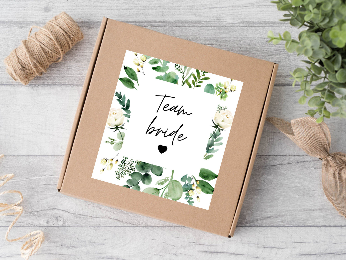 Team Bride Gift Bag Sticker/ Greenery Hen Party Label/ Botanical Wedding Label/ Eucalyptus/ Bachelorette/ Maid of Honour Label/ A05/A39