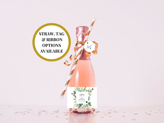 Hen Weekend Party Prosecco Bottle Label/ Floral Eucalyptus Personalised Bridal Shower Wine Sticker/Hen Party Celebration Champagne Label/A11