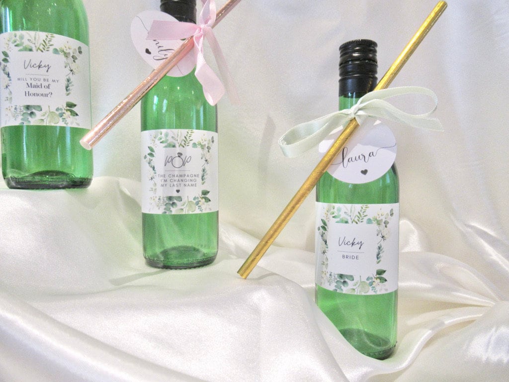 Monogram Wedding Labels/ A Sweet Thank You For Celebrating With Us/ Mr & Mrs Wedding Sticker/ Mini Prosecco/ Champagne Favour Bottle/ A11