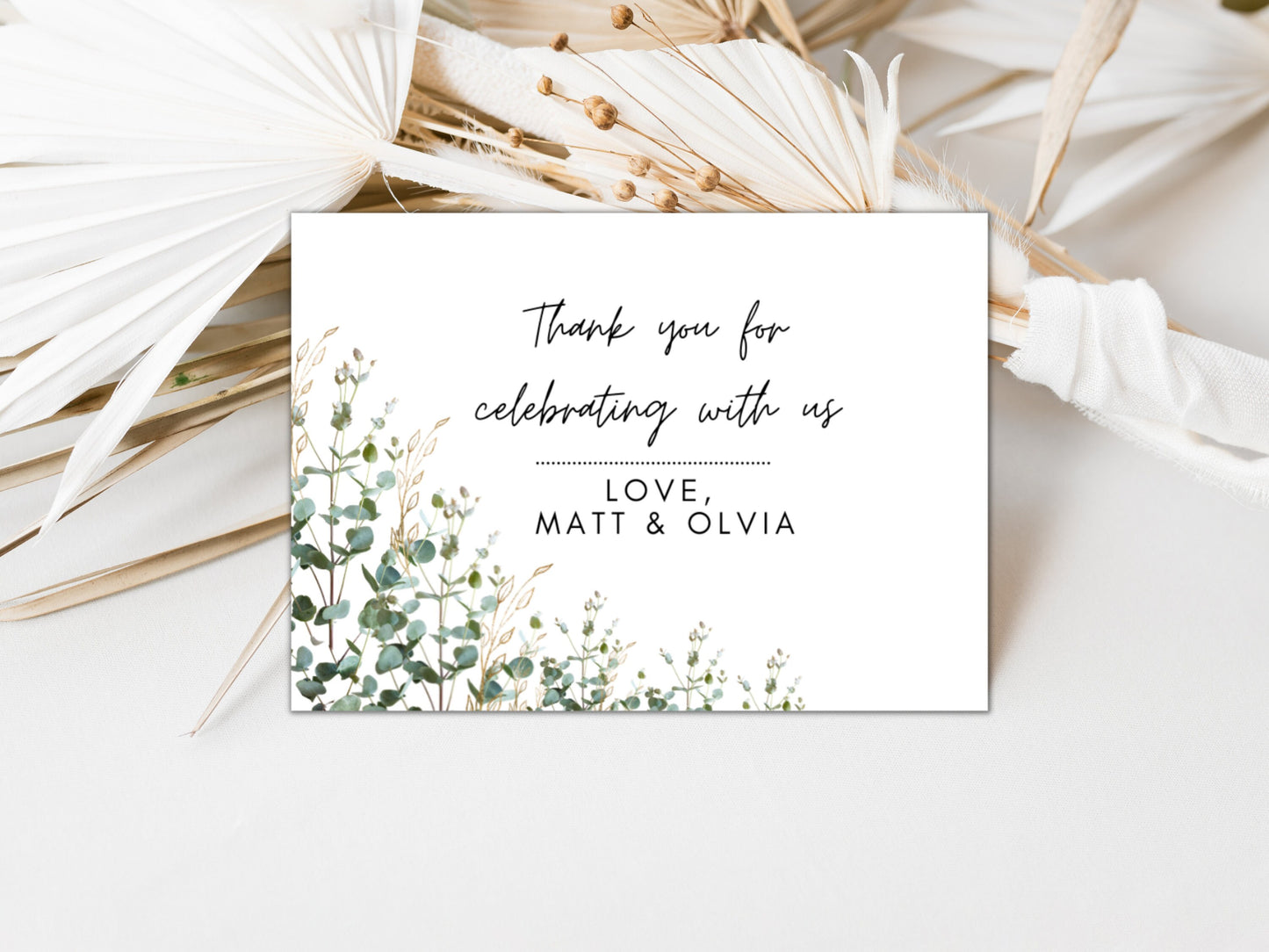 Thank You For Celebrating With Us Card/ Personalised Floral Wedding Thank You Card/ Botanical Guest Thank You/ Gift List Thank You Card