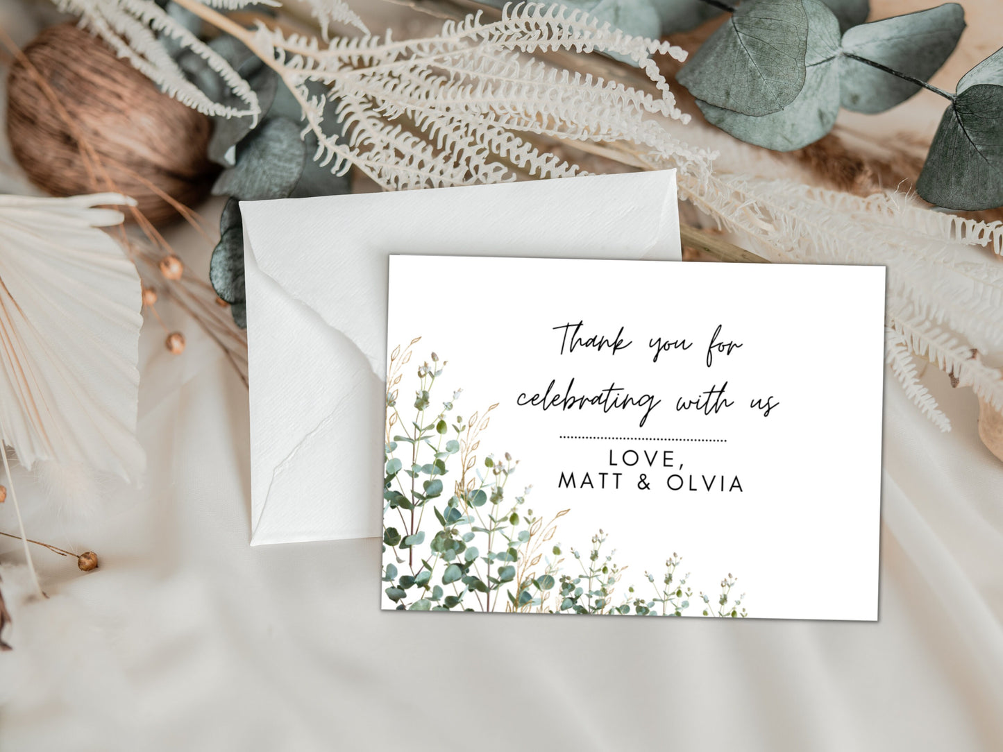 Thank You For Celebrating With Us Card/ Personalised Floral Wedding Thank You Card/ Botanical Guest Thank You/ Gift List Thank You Card