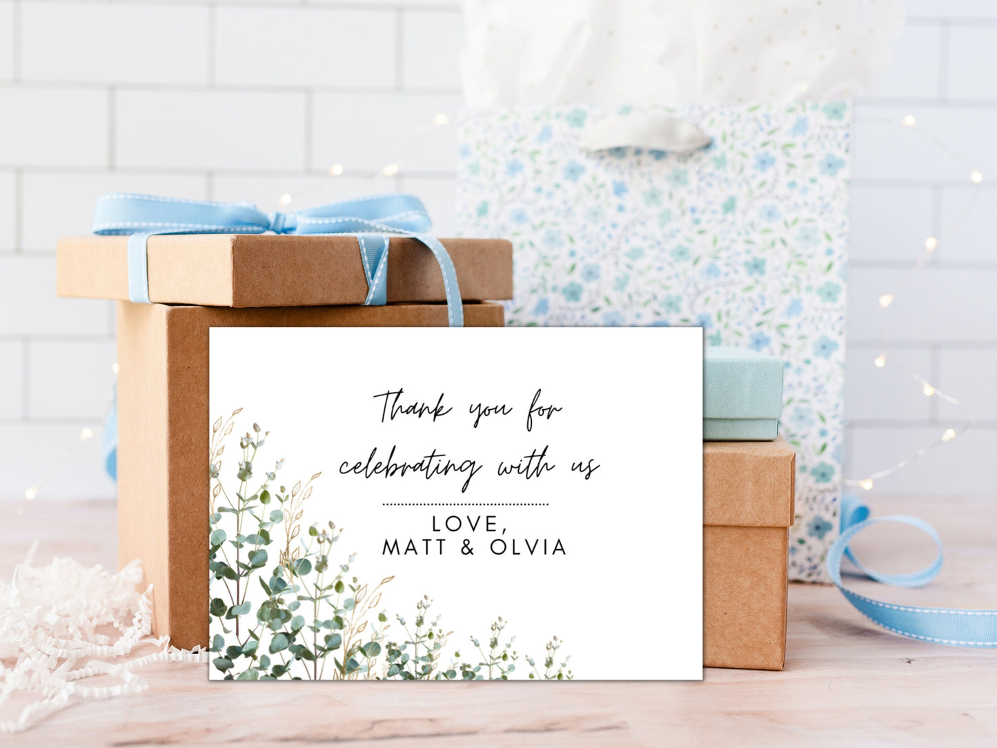 Thank You For Celebrating With Us Card/ Personalised Floral Wedding Thank You Card/ Botanical Guest Thank You/ Gift List Thank You Card