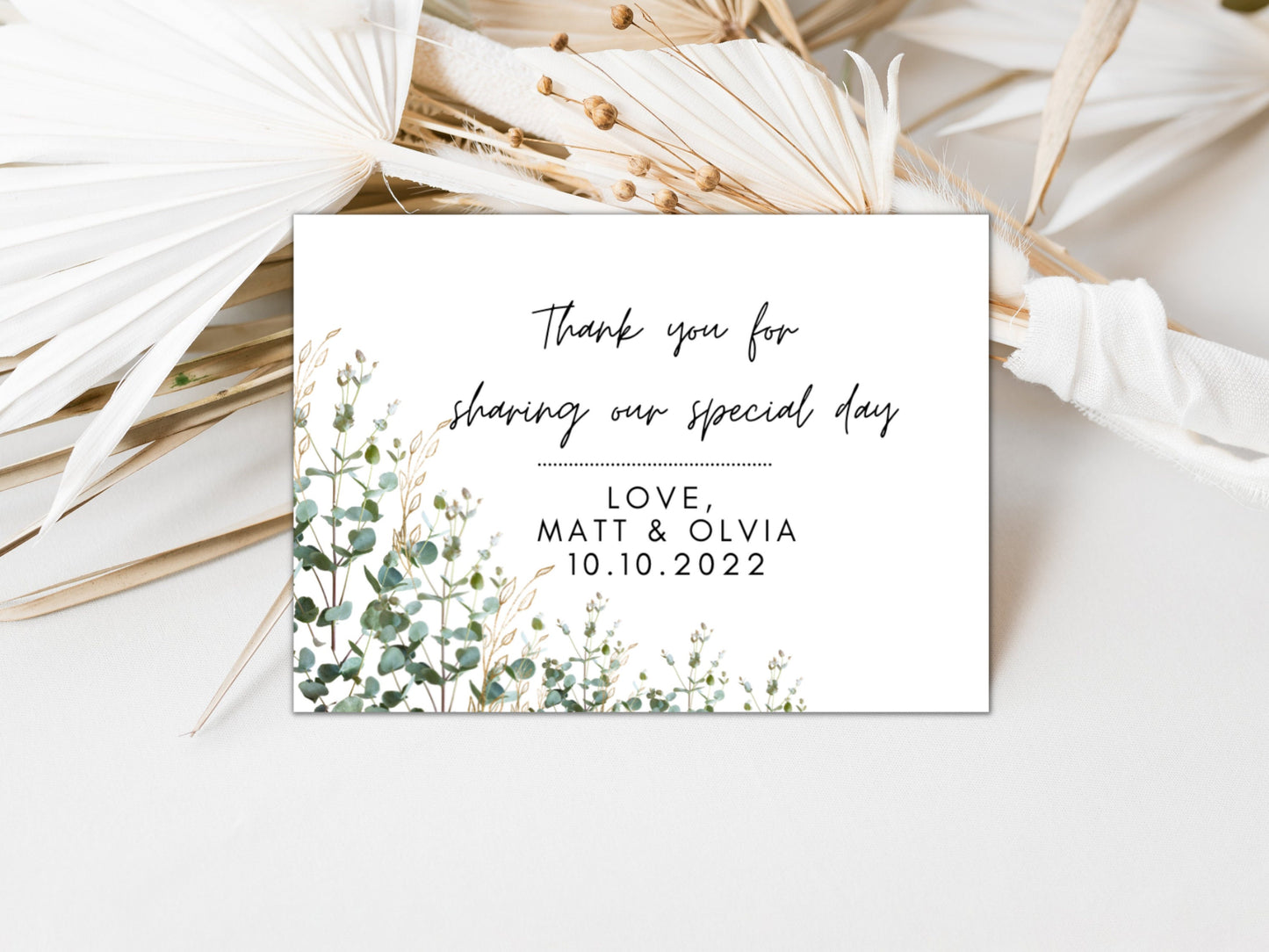 Thank You For Sharing Our Special Day Card/ Personalised Post Wedding Thank You Card/ Botanical Guest Thank You/ Gift List Thank You Card