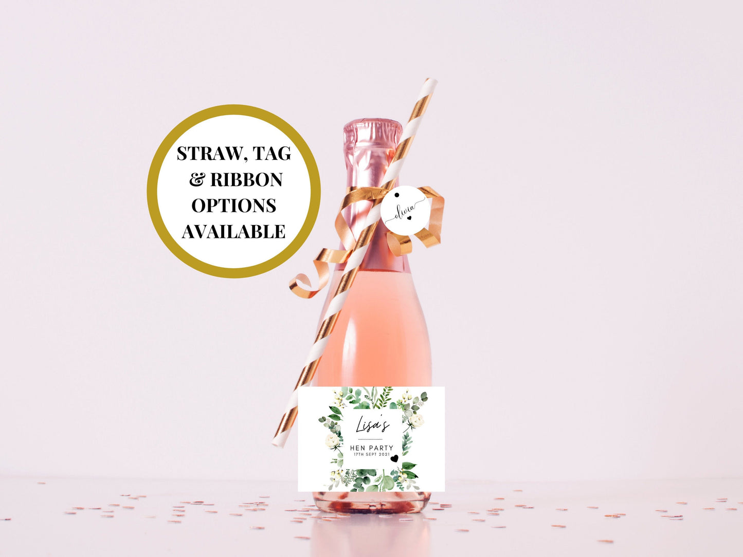 Hen Party Prosecco Bottle Label/ Floral Eucalyptus Personalised Bridal Shower Wine Sticker/ Hen Party Celebration Champagne Label/ A11