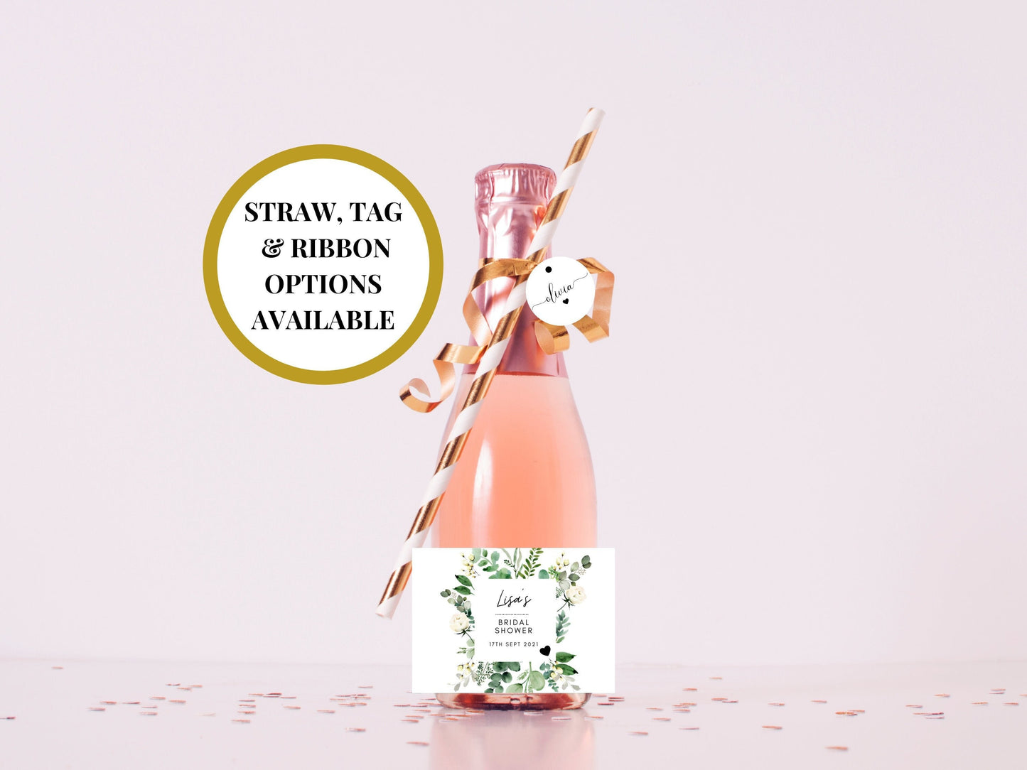 Bridal Shower Stickers/ Hen Party Prosecco Bottle/ Floral Eucalyptus Personalised Bridal Shower Wine/ Party Celebration Champagne Label/ A11