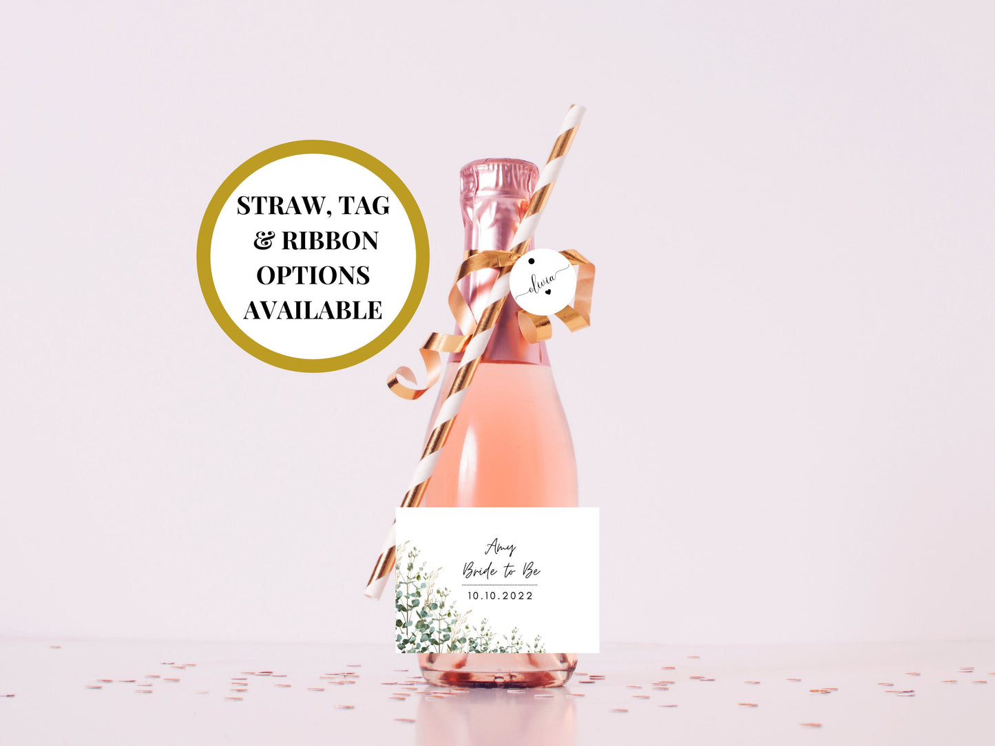 Bride to Be Mini Prosecco Bottle Label/ Hen Party/ Bachelorette Decor/ Floral Eucalyptus Personalised Bridal Shower Wine/ Champagne/ A11