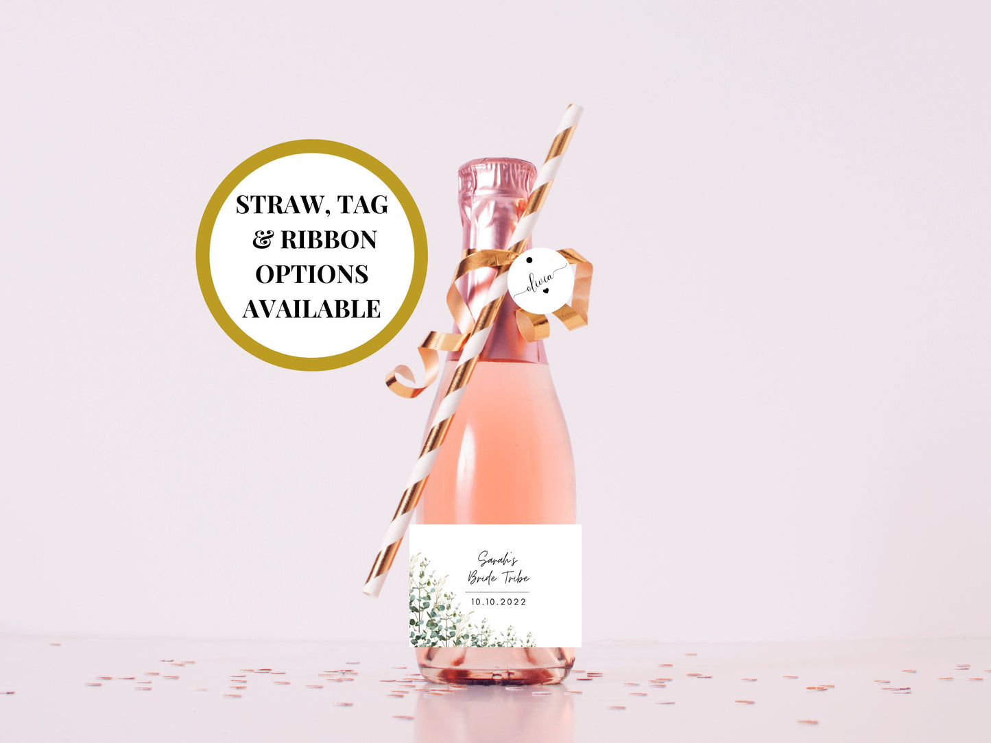 Bride Tribe Mini Prosecco Bottle Label/ Hen Party/ Bride Squad Decor/ Floral Eucalyptus Personalised Bridal Shower Wine/ Champagne Stickers