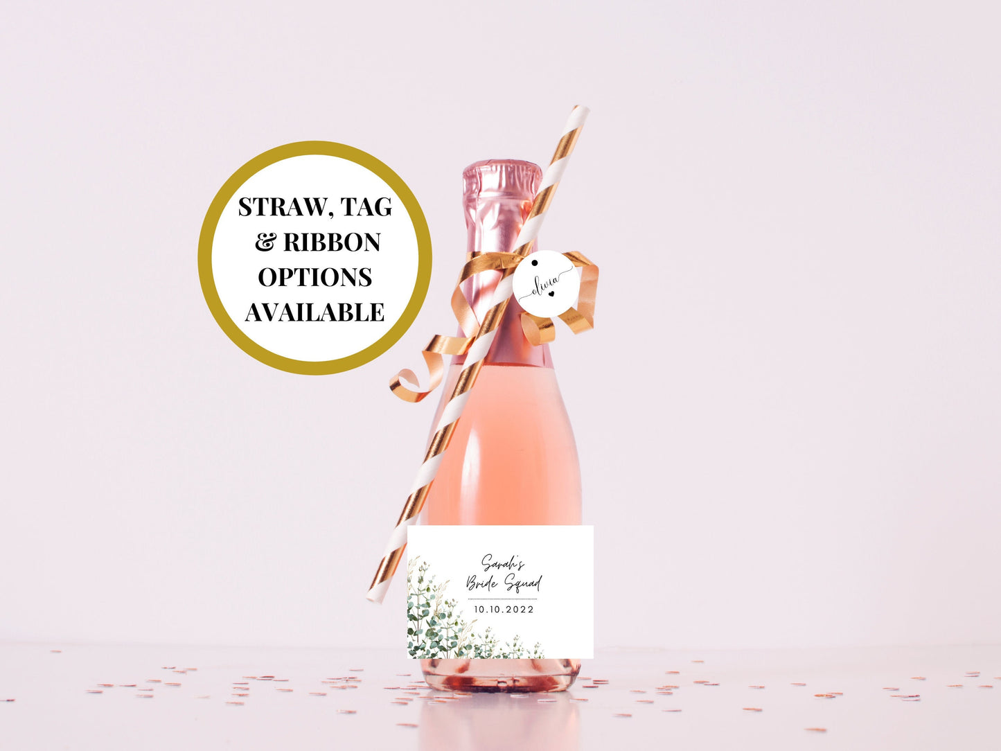 Bride Squad Mini Prosecco Bottle Label/ Hen Party/ Bride Squad Decor/ Floral Eucalyptus Personalised Bridal Shower Wine/ Champagne/ A11