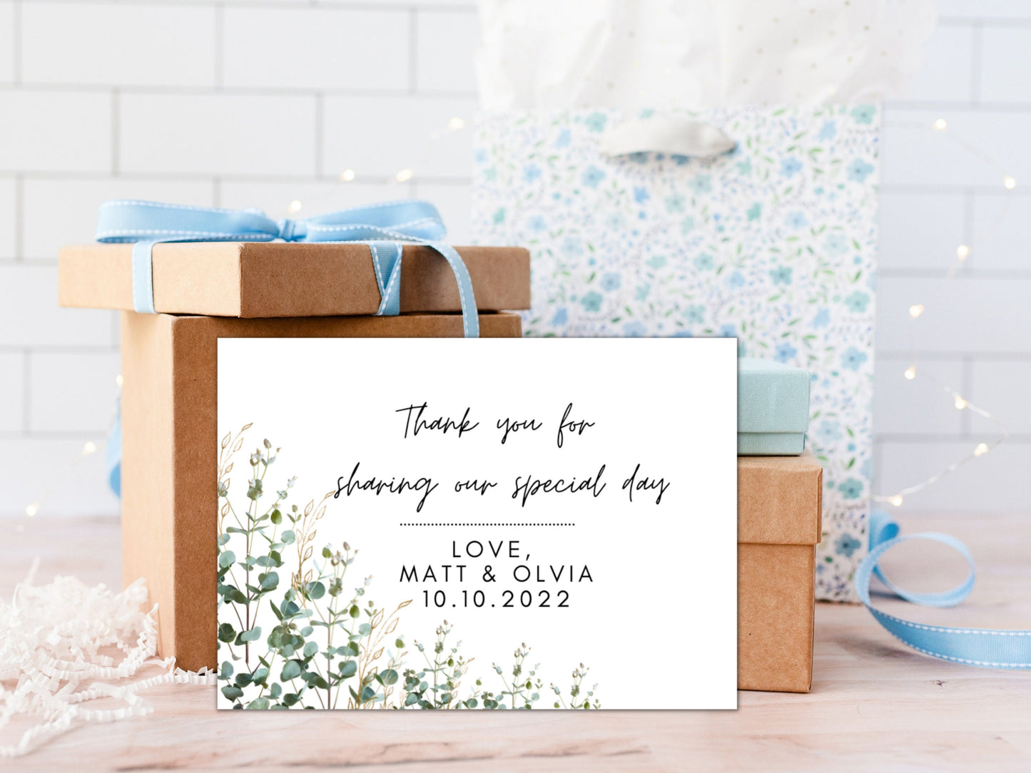 Thank You For Sharing Our Special Day Card/ Personalised Post Wedding Thank You Card/ Botanical Guest Thank You/ Gift List Thank You Card