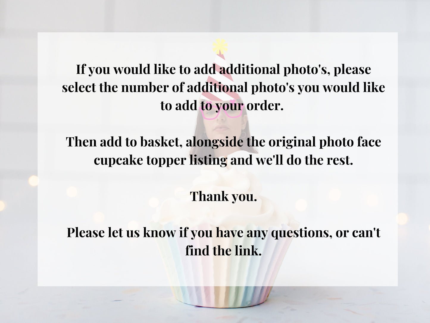 EXTRA PHOTO ADDON'S - Photo Face Cupcake Toppers