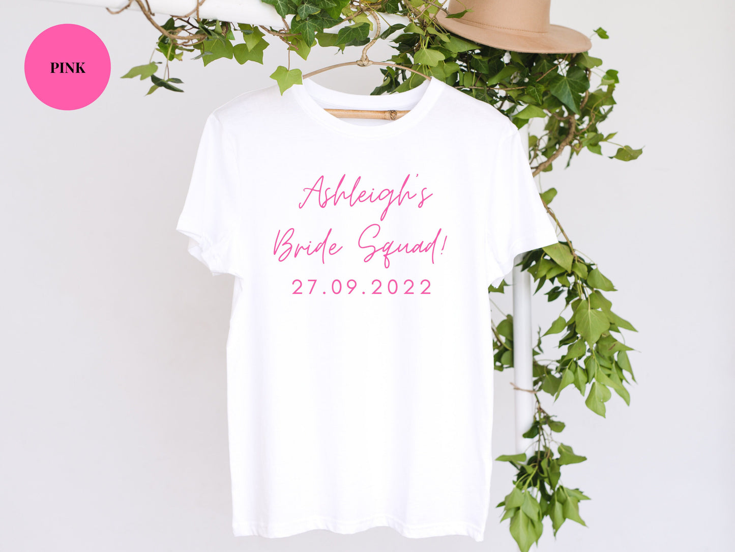 Personalised Bride Squad T-Shirt/ Cotton Bridal Party T Shirt/ Classy Hen Weekend Photo Prop T Shirts/ Hen Party Gift Favour Fun T Shirts