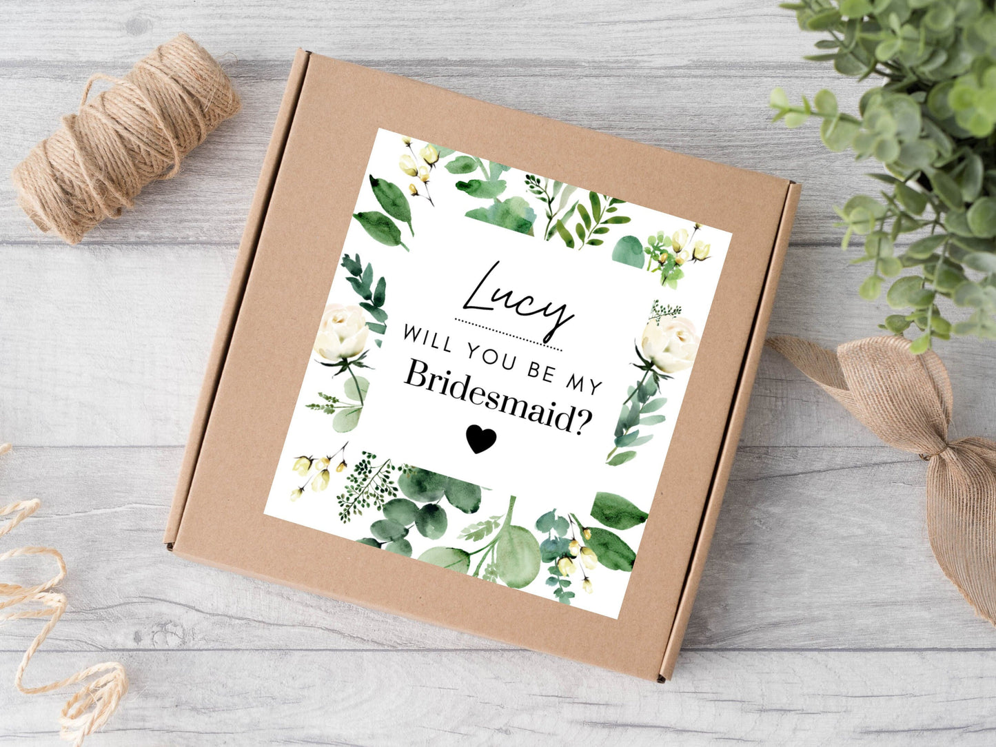 Personalised Gift Box Sticker/ Bridal Party Label/ Will You Be My Bridesmaid Label/ Hen Party Favour Box/ Botanical Proposal Box Sticker/A05