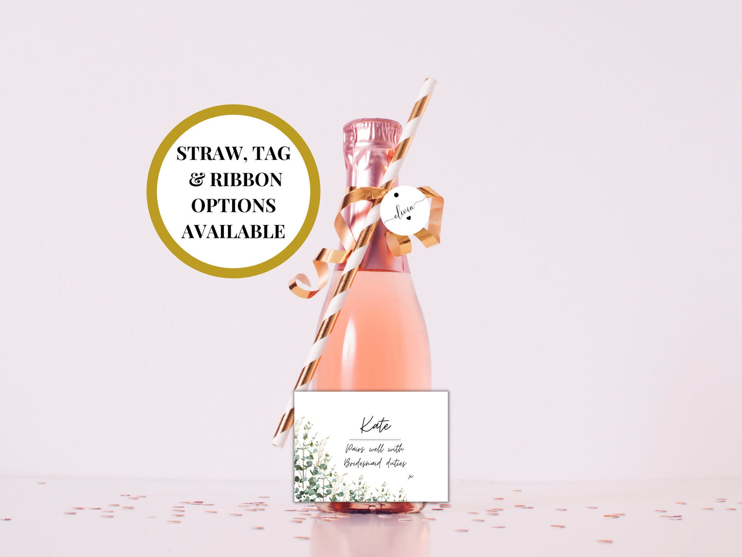 Pairs Well With Chief Bridesmaid Duties Prosecco Bottle Label/ Personalised Mini Wine Bottle Label/ Bridesmaid Proposal Sticker Wedding/ A11