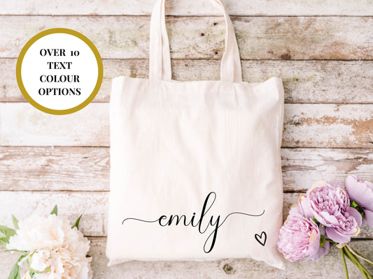 Personalised Tote Bag/ Any Name Natural Cotton Weekend Shopper Bag/ Bridal Shower Party Gift Bag/ Hen Party Bag/ Bridesmaid Proposal Filler